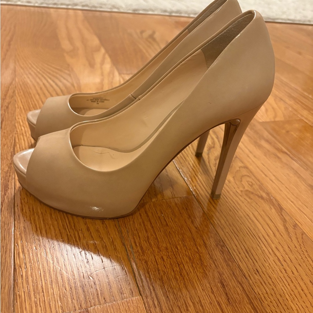 Guess Nude Peep-Toe Heels